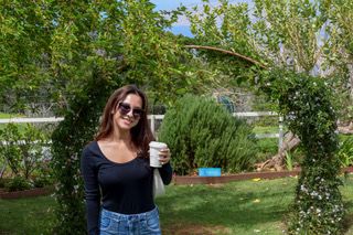 I Try Chai blogger Jasmine Bachman enjoying a cup (picture courtesy of Jasmine Bachman)