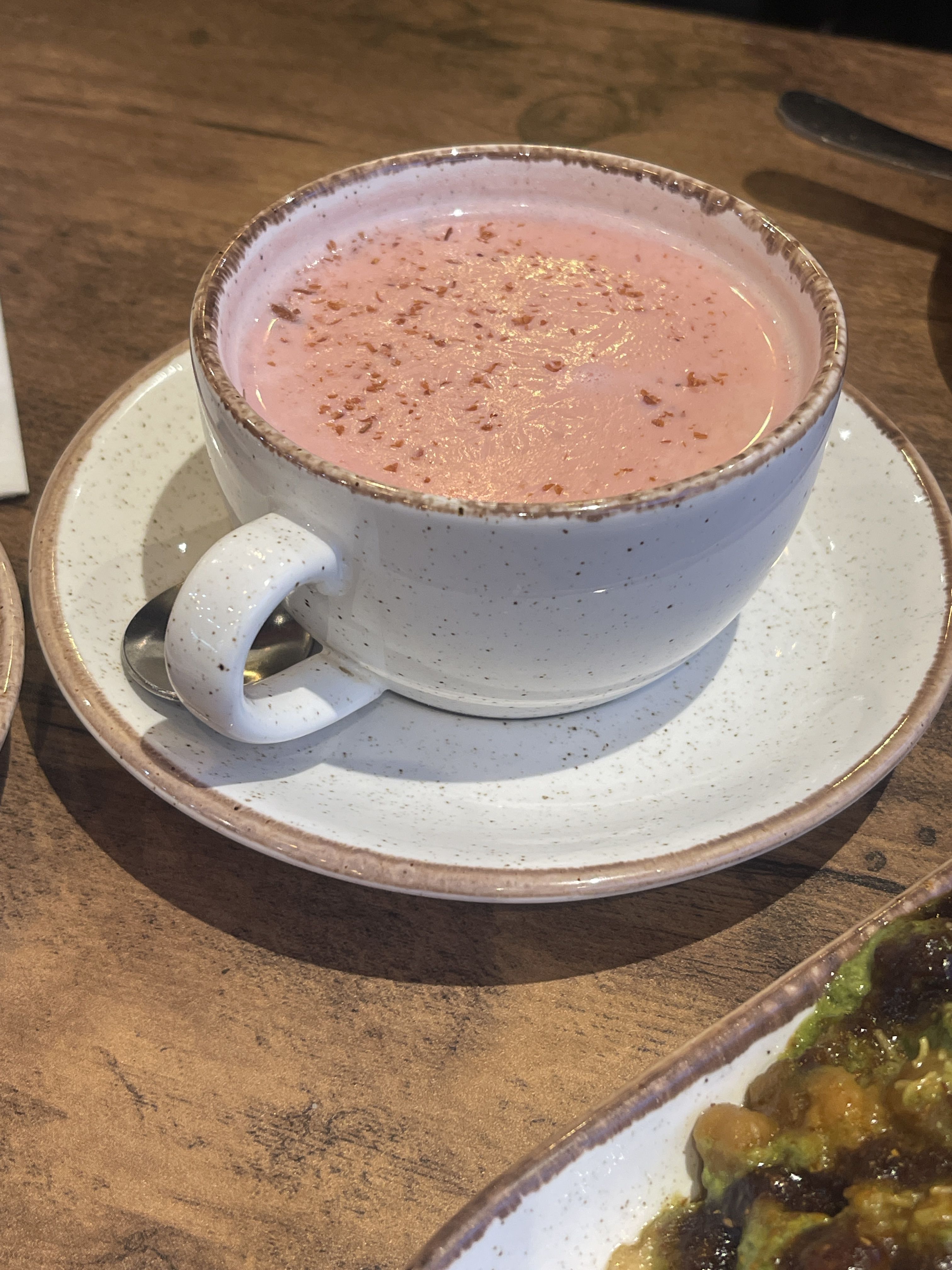 Kashmiri or "pink" tea at Chai Tapri in Tooting, South London